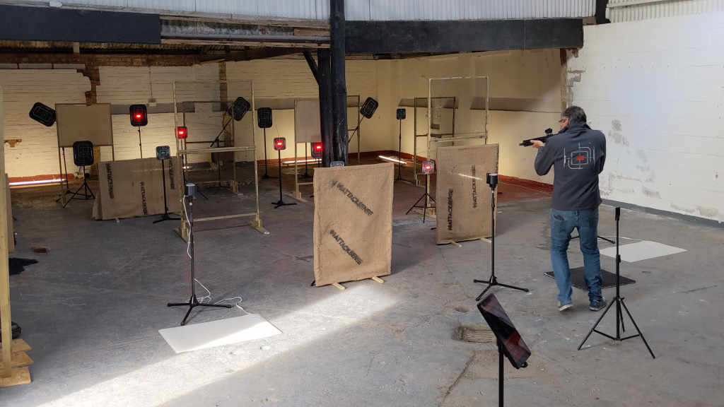 Set targets out in a course of fire and have complete control over how shooting targets appear, with automatic scoring and interactive controls